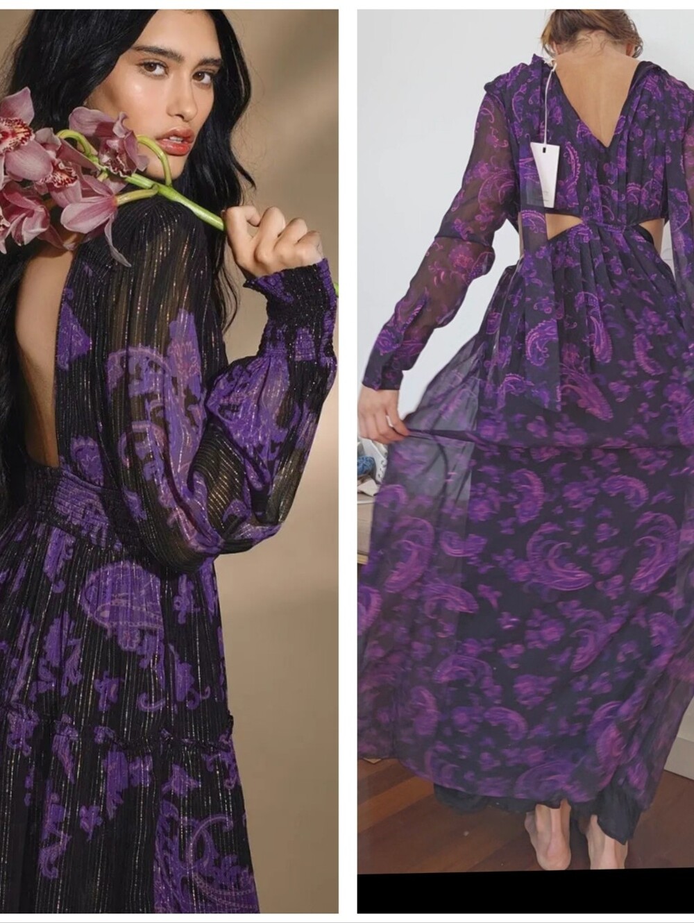 Nwt Hemant & Nandita Odyssey Ethereal Amethyst Paisley Gothic Maxi Dress 4
